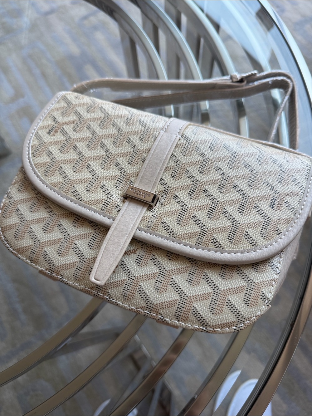 Goyard Light Beige Chevron Crossbody Bag